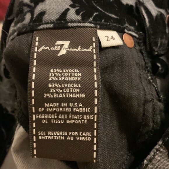 7 for all mankind EUC gray with black velour detail skinny jeans Size 24 - Picture 7 of 7